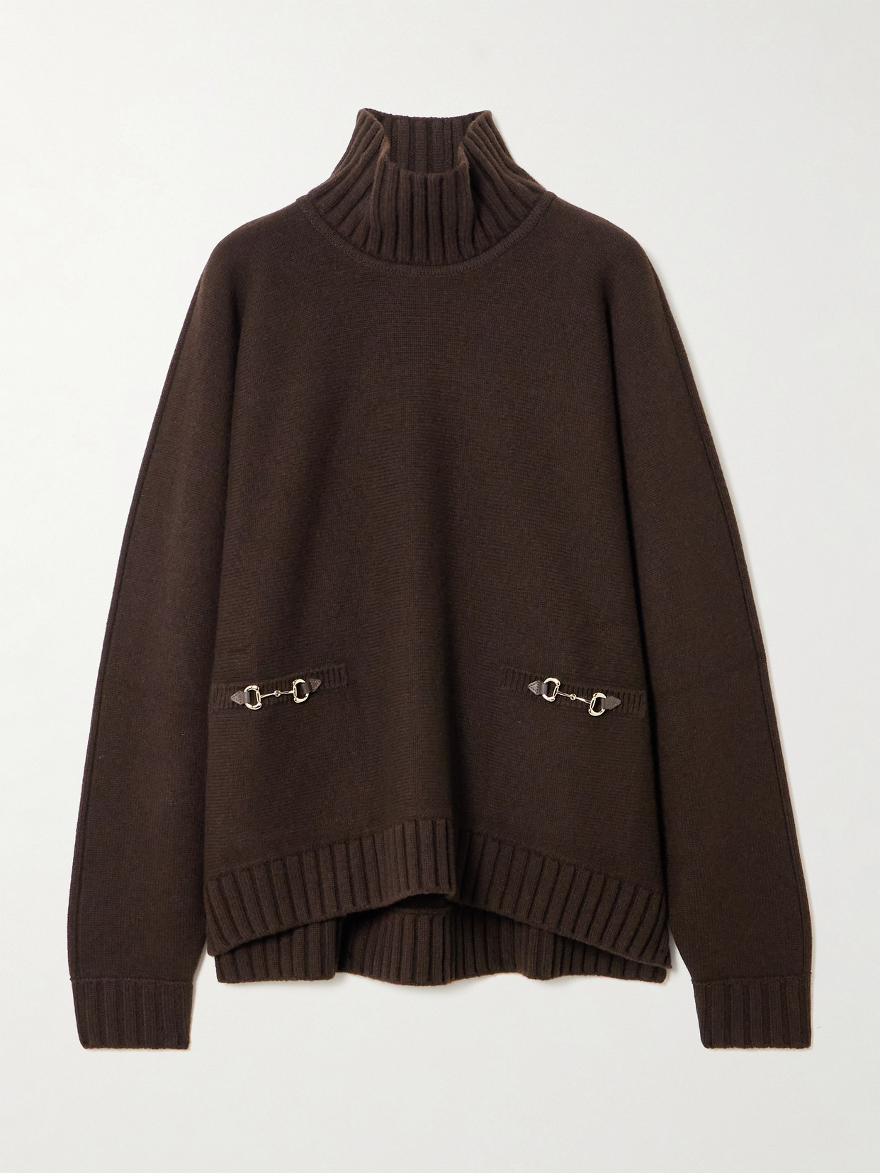 Horsebit-Detailed Wool And Cashmere-Blend Turtleneck Sweater