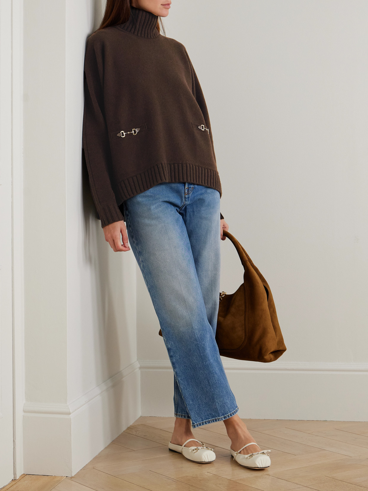 Horsebit-Detailed Wool And Cashmere-Blend Turtleneck Sweater