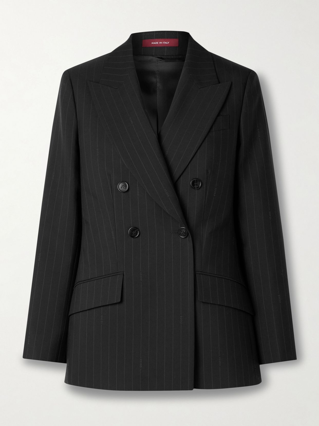 Double-breasted pinstriped wool-twill blazer