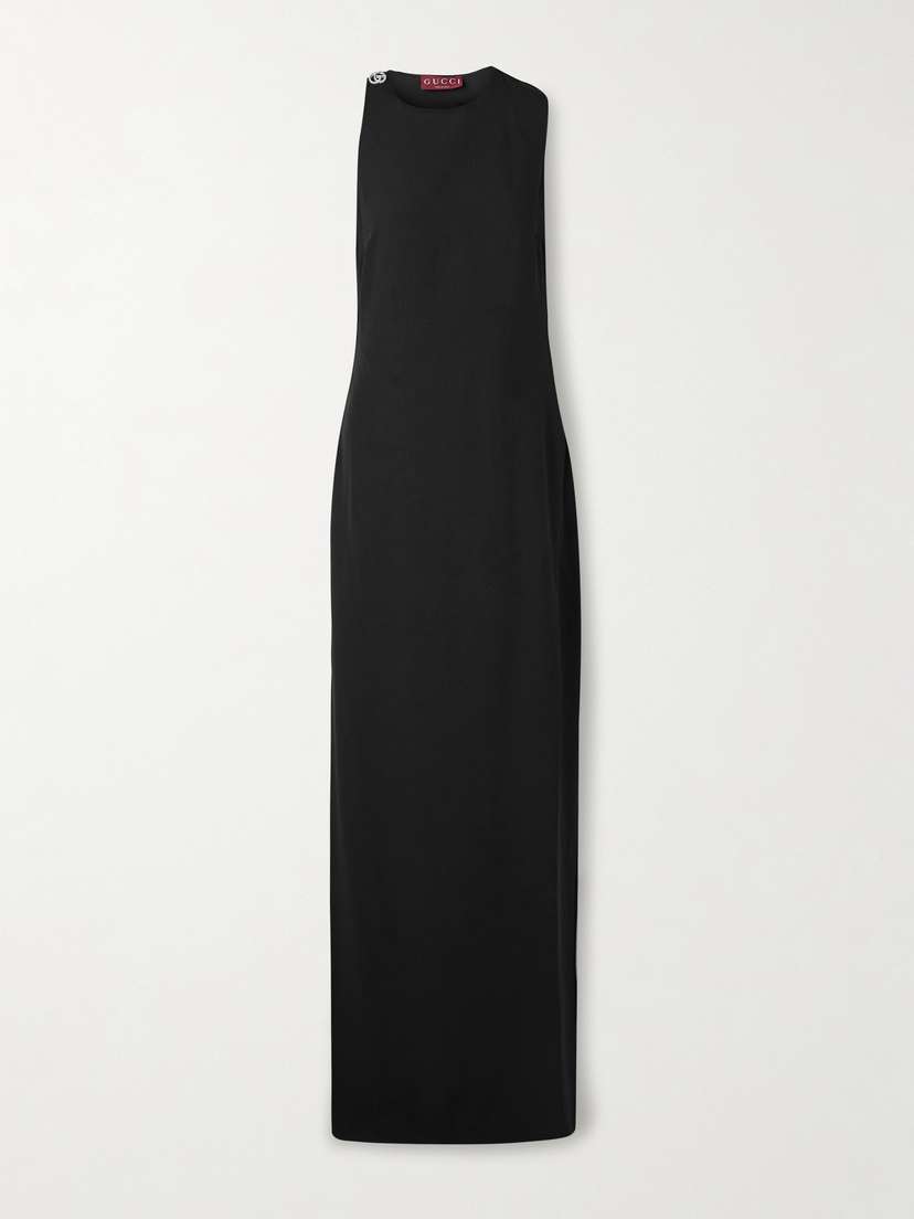 Gucci Crystal-embellished Draped Crepe De Chine Gown