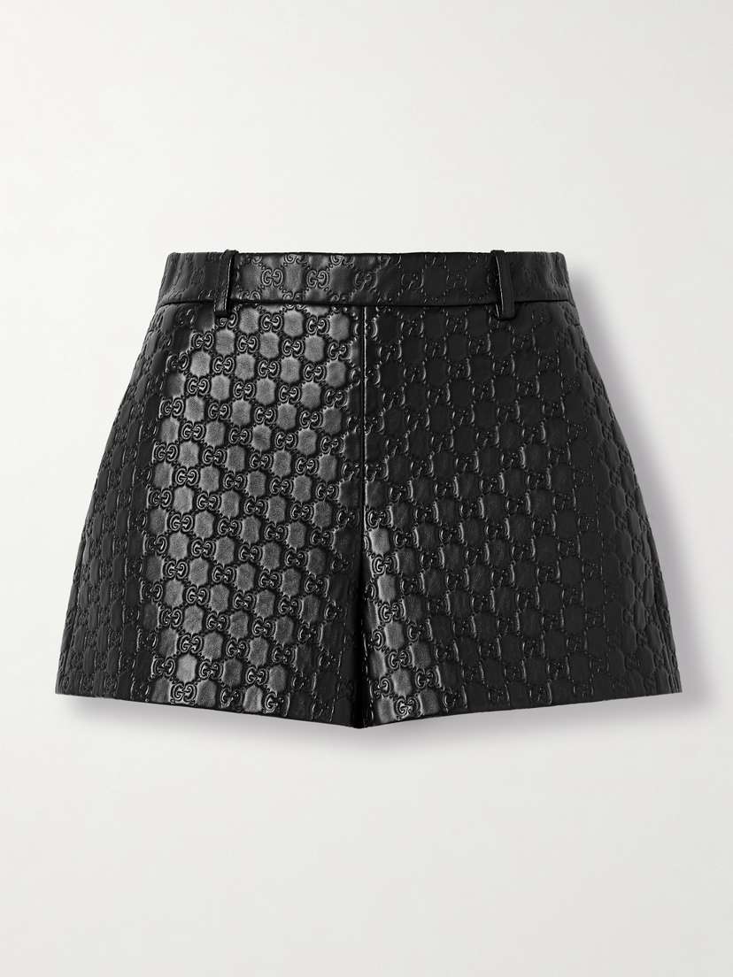 Gucci Debossed Leather Shorts