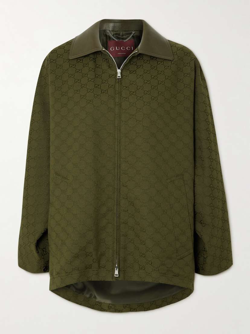 Gucci Leather-trimmed Cotton-blend Canvas-jacquard Jacket