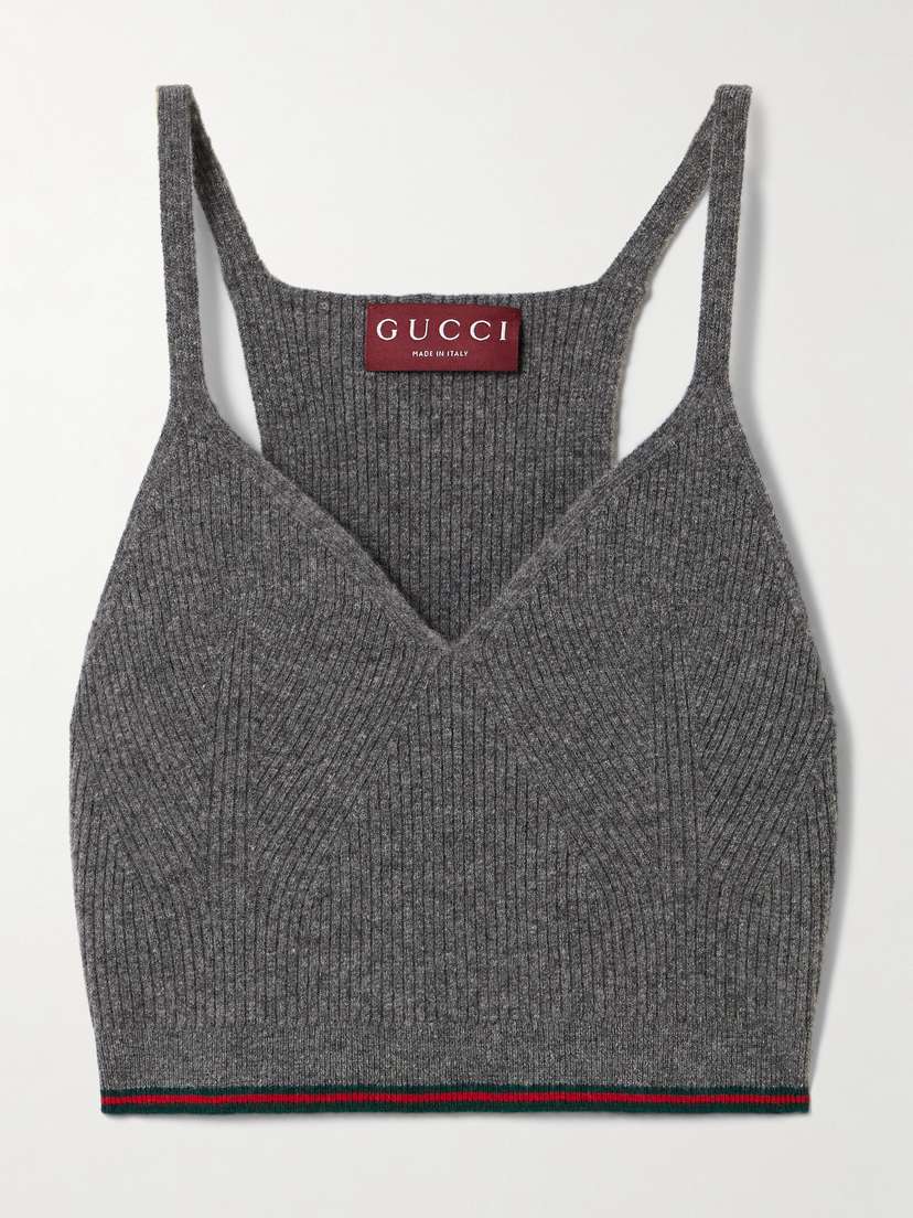 Gucci Striped Ribbed Wool-blend Camisole