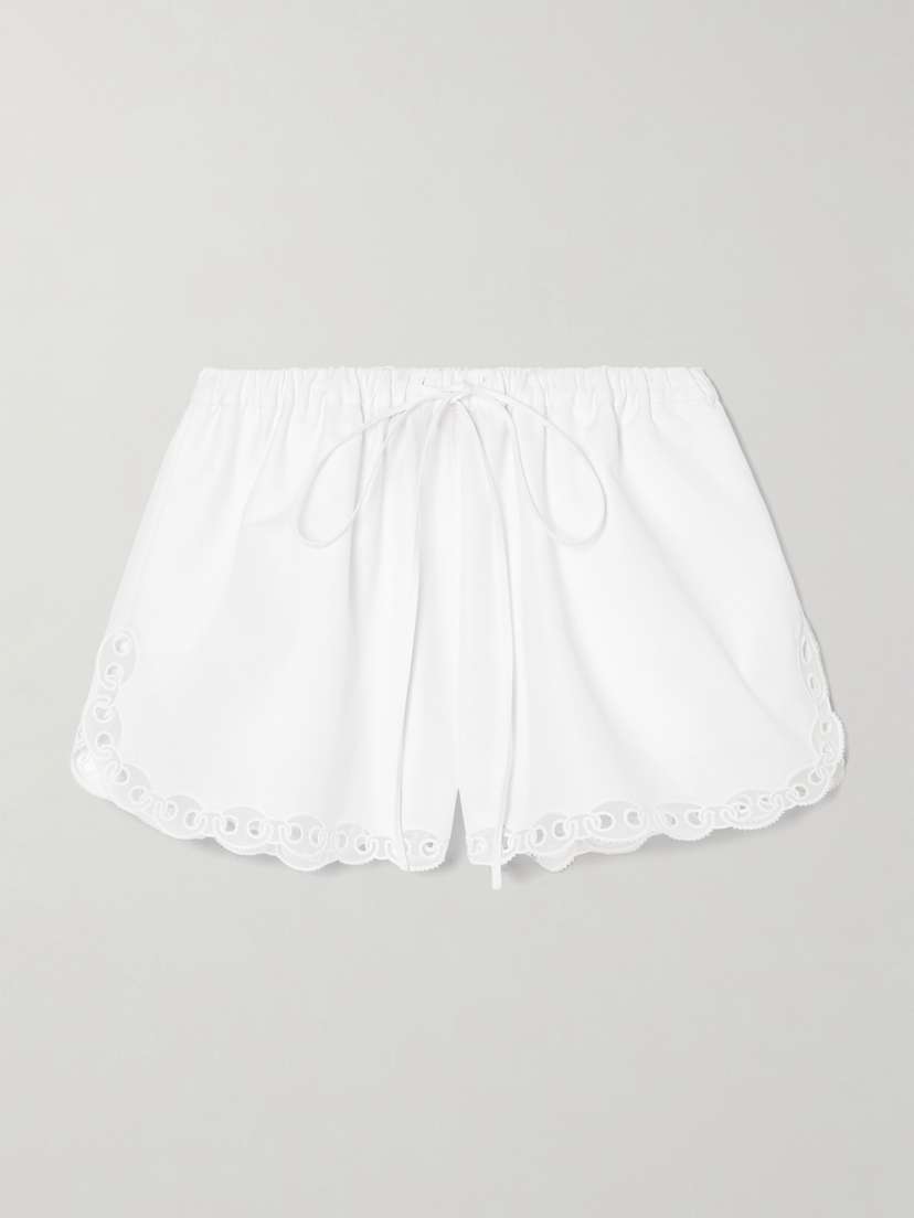 Gucci Broderie Anglaise And Tulle-trimmed Cotton-poplin Shorts