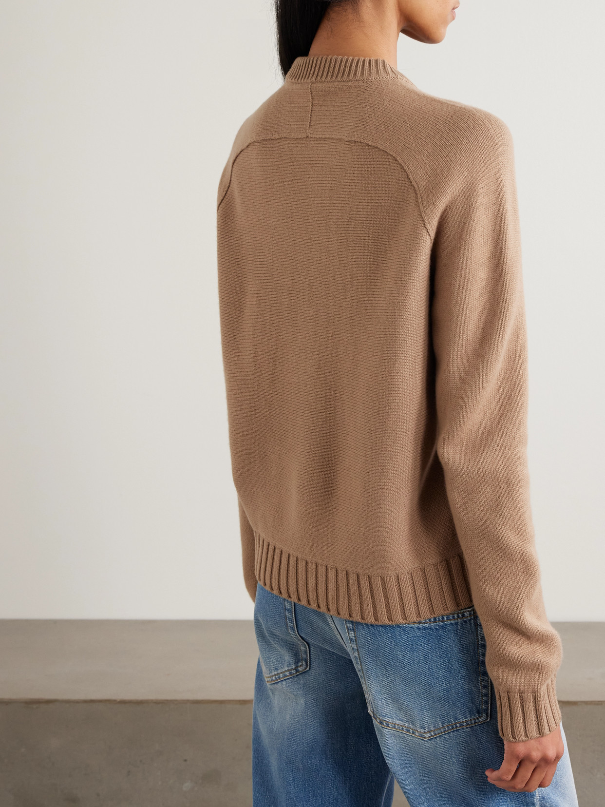 Horsebit-Embellished Leather-Trimmed Wool And Cashmere-Blend Sweater