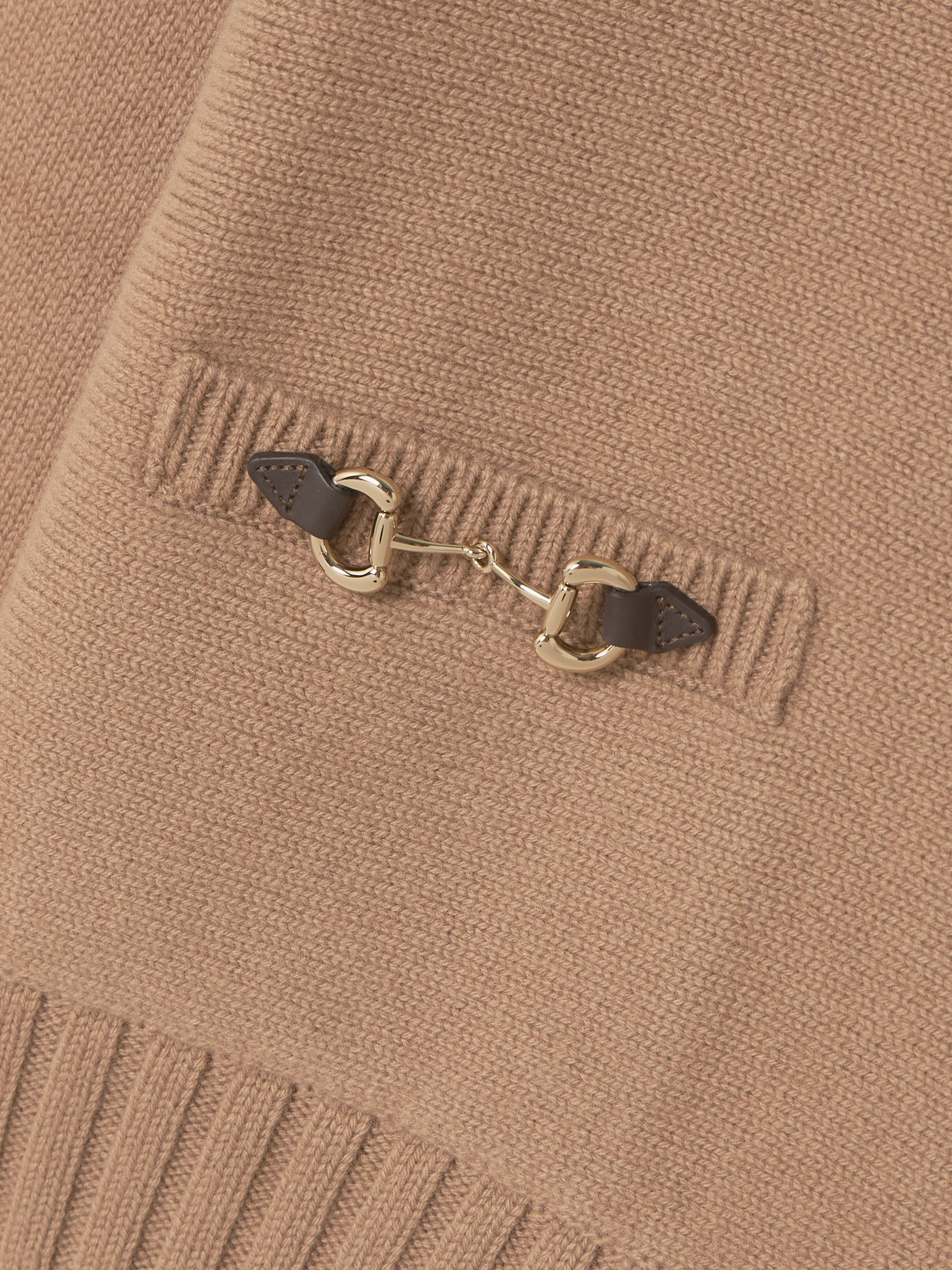 Horsebit-Embellished Leather-Trimmed Wool And Cashmere-Blend Sweater
