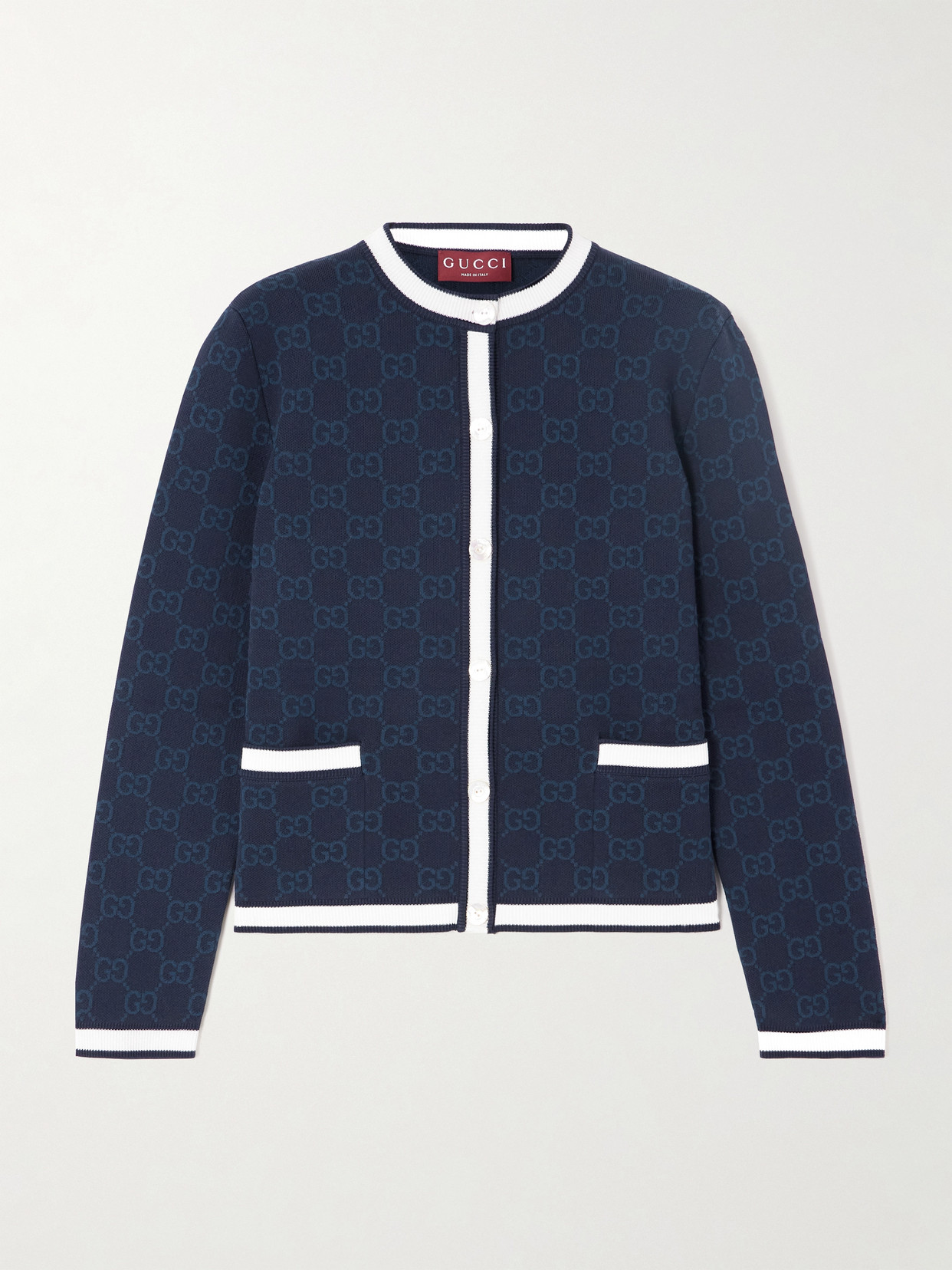 Gucci - Striped Jacquard-knit Cotton Cardigan - Navy