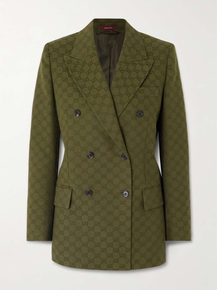 Gucci Double-breasted Jacquard Cotton-blend Canvas Blazer