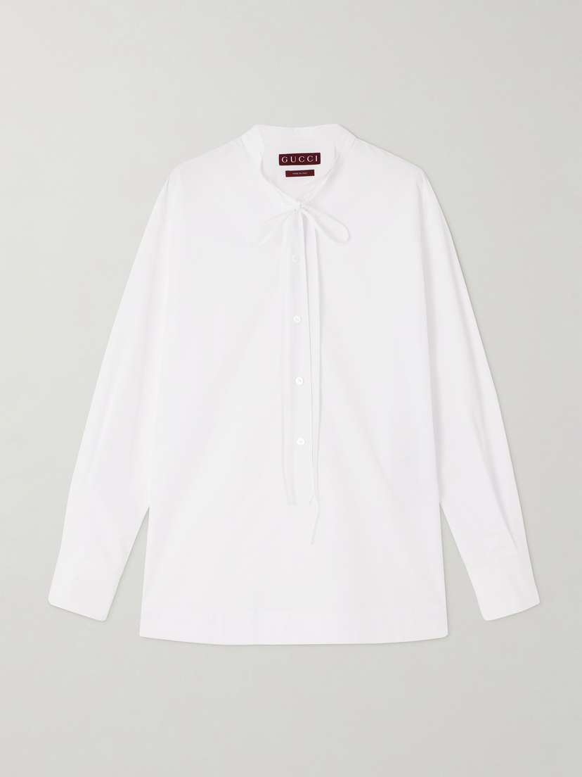 Gucci Tie-neck Cotton-poplin Shirt