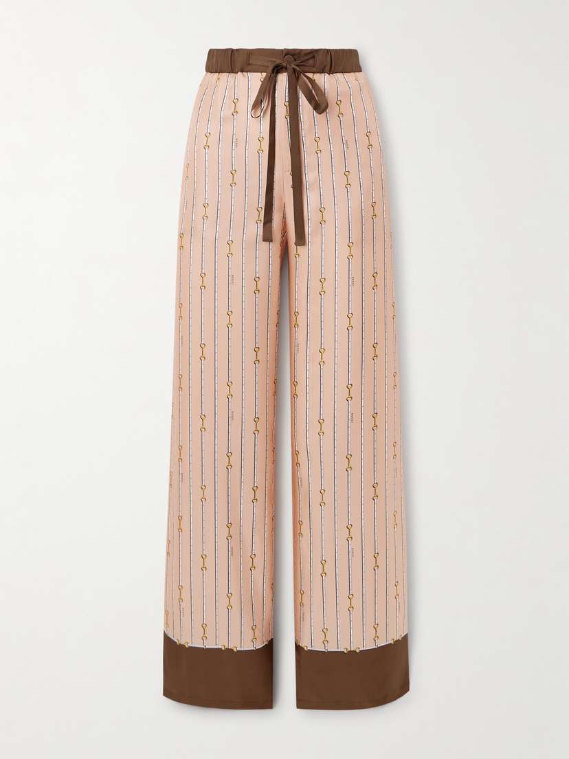 Gucci Striped Silk-twill Wide-leg Pants