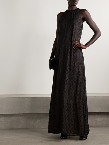 Crystal-embellished silk-chiffon gown