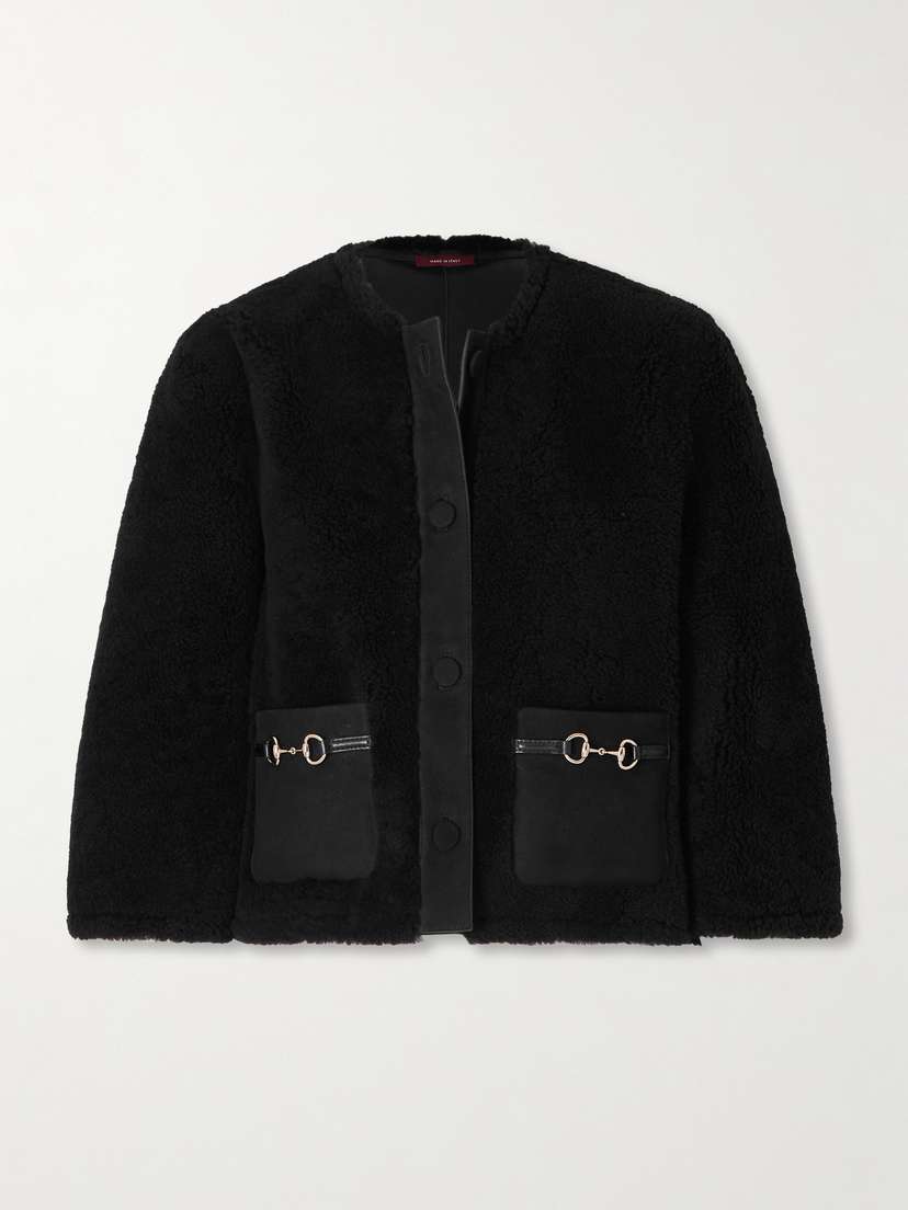 Gucci Cropped Horsebit-detailed Shearling Jacket