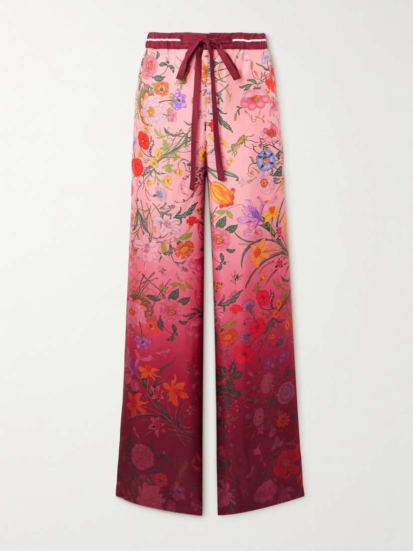 Gucci Printed Silk-twill Wide-leg Pants