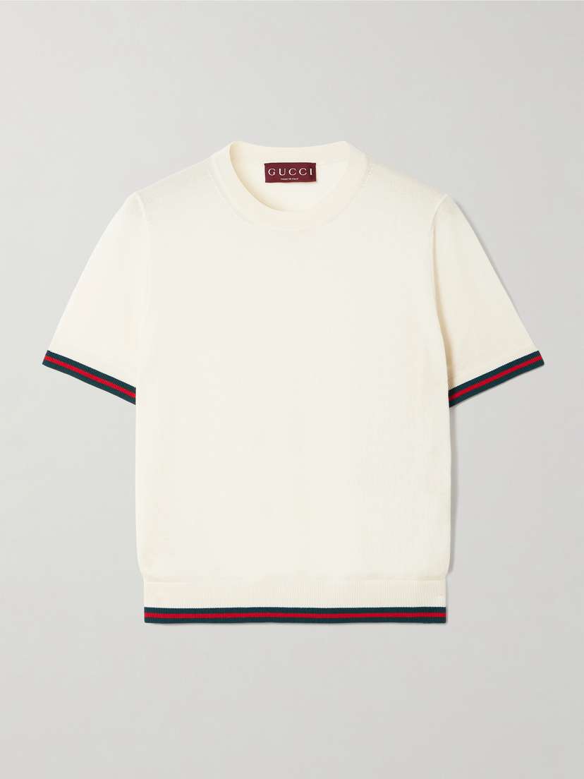 Striped Cashmere And Silk-blend Top | Gucci | White | women