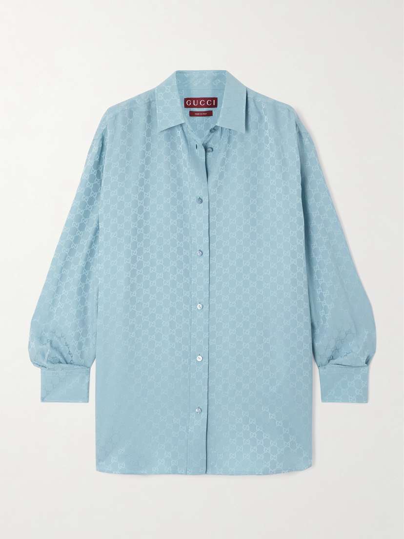 Gucci Silk-satin Jacquard Shirt