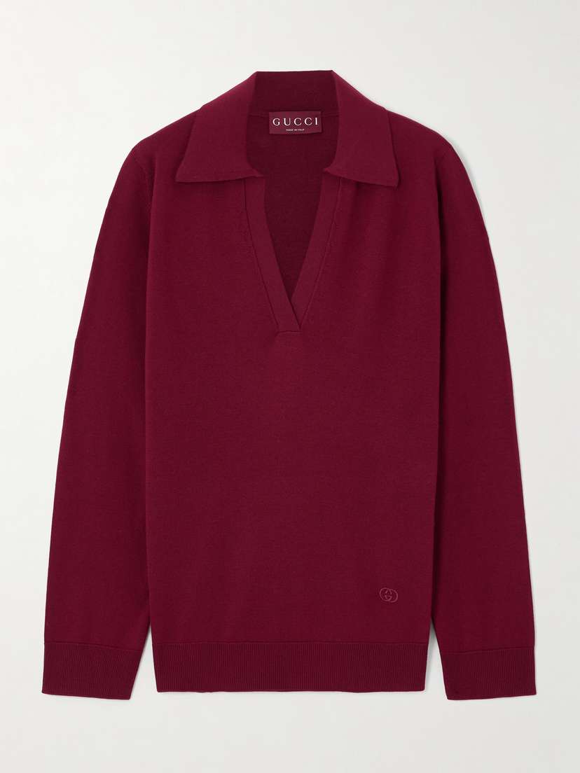 Gucci Embroidered Wool Polo weater