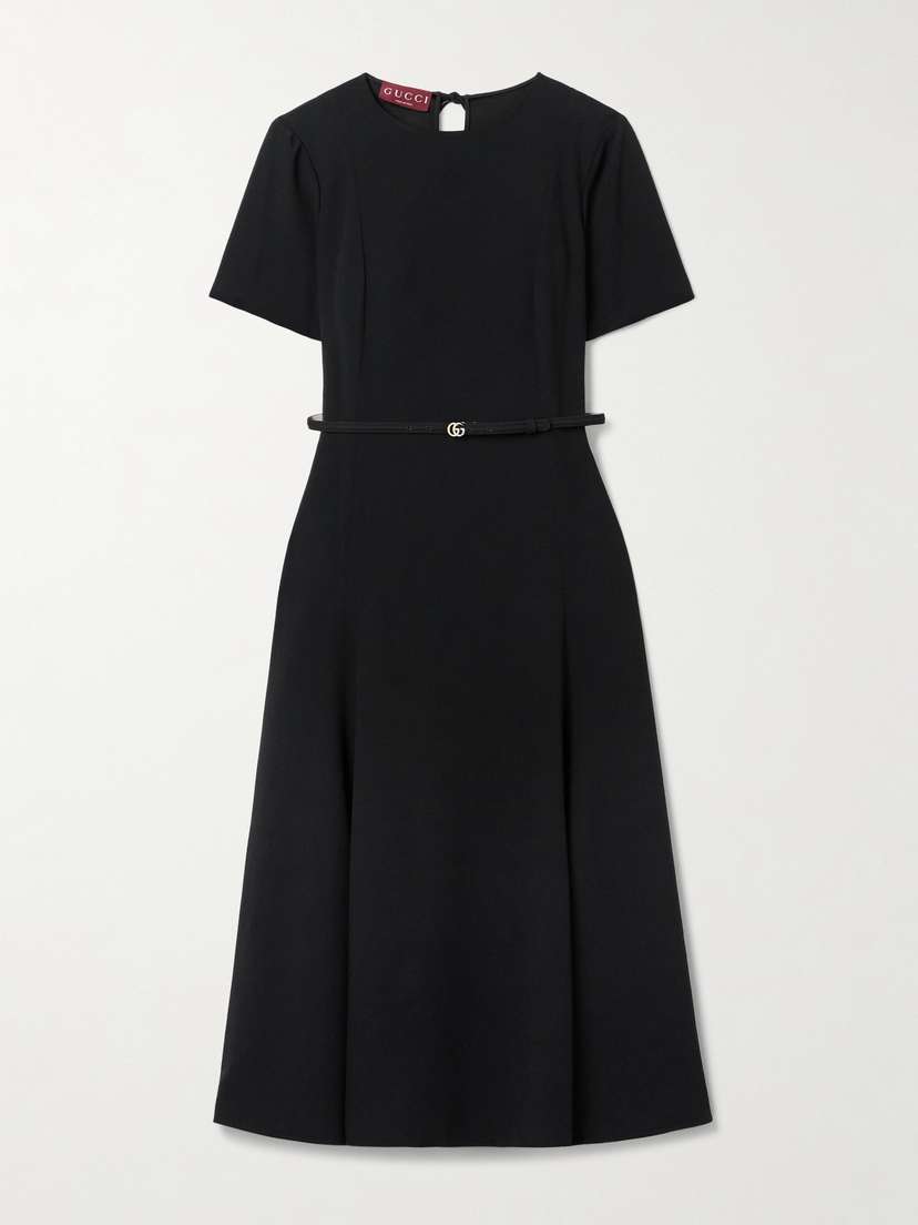 Gucci Belted Crepe Midi Dress