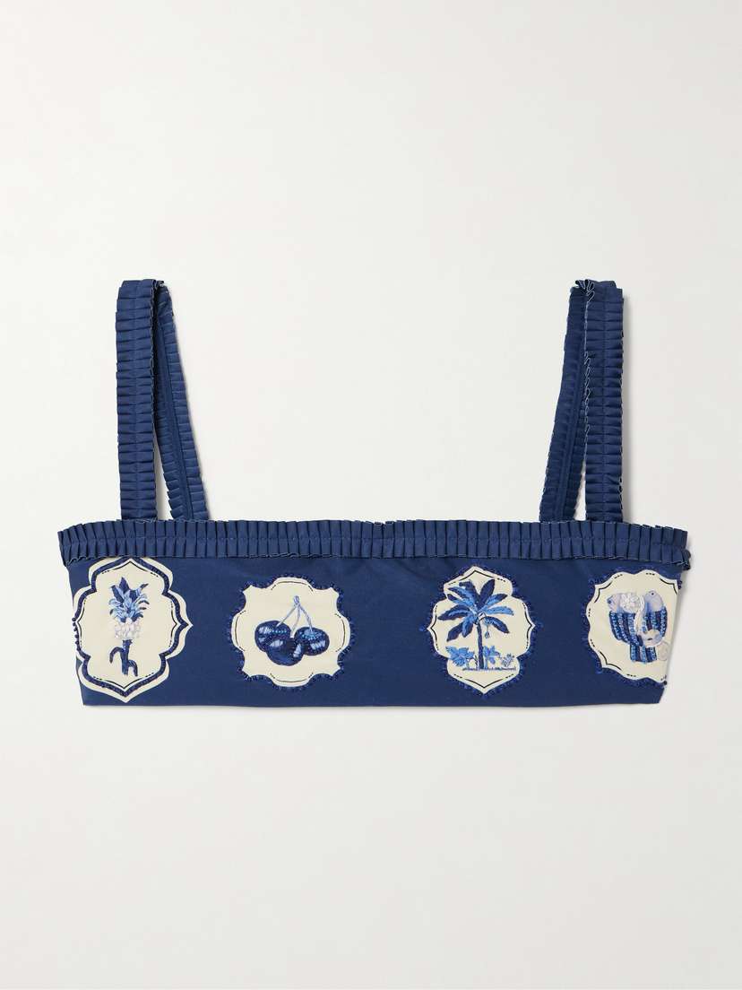 Agua by Agua Bendita Olmo Wild Embellished Printed Recycled Bikini Top