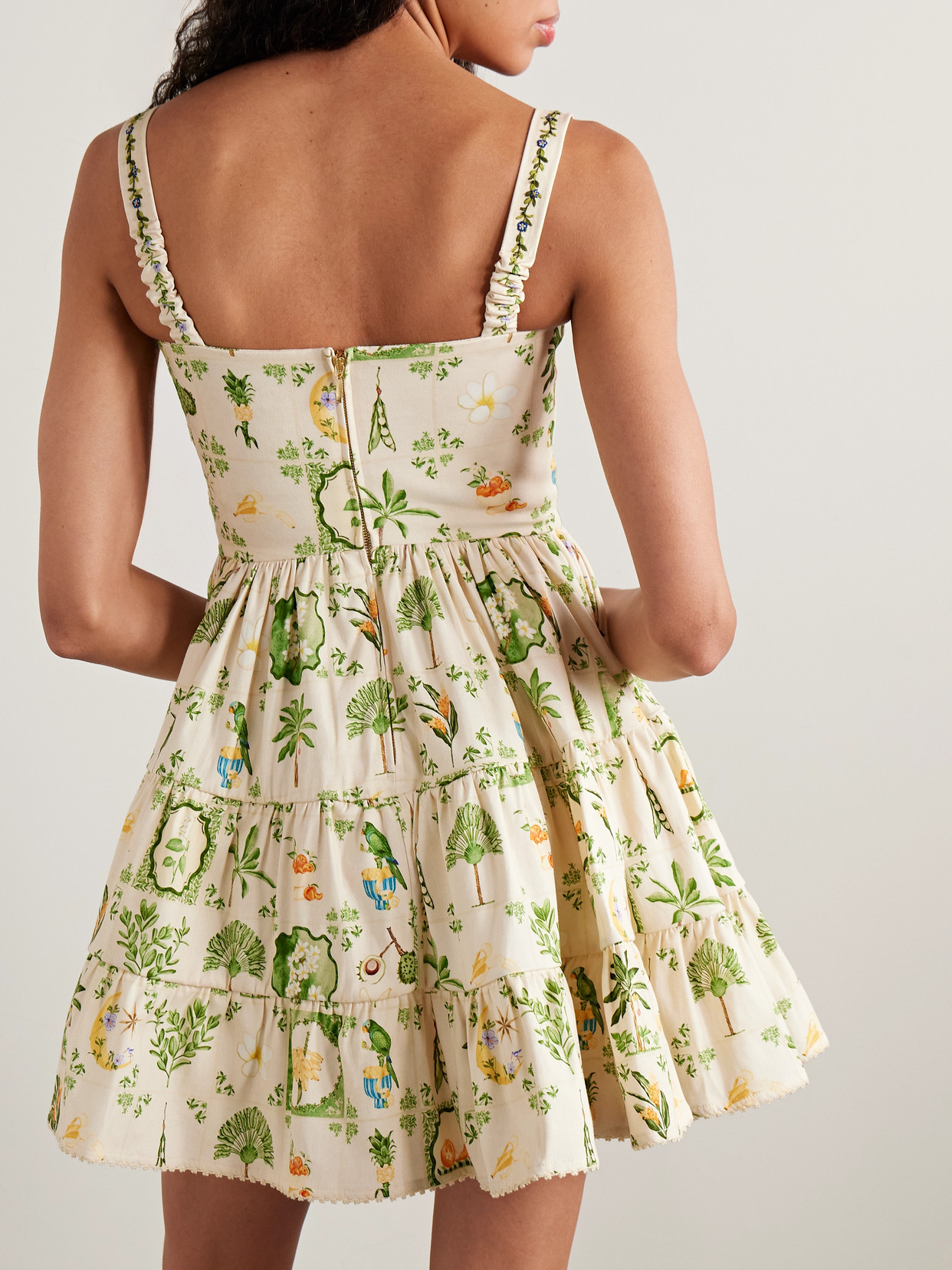 Agua By Agua Bendita Lima Tiered Printed Cotton-blend Mini Dress