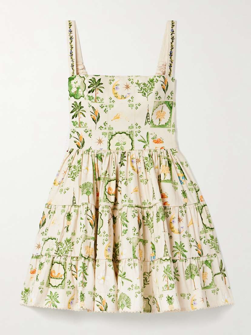 Agua by Agua Bendita Lima Tiered Printed Cotton-blend Mini Dress