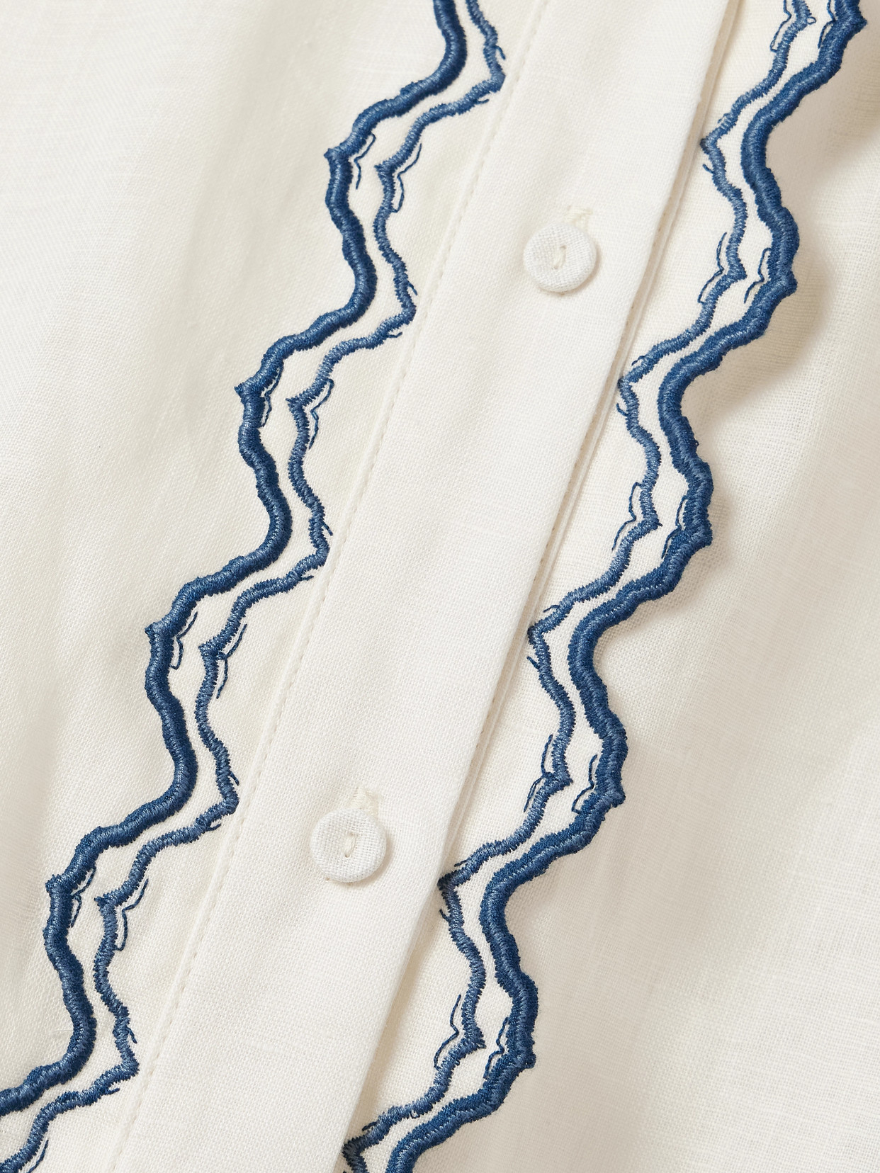 Agua By Agua Bendita Abadía Appliquéd Embroidered Linen Shirt