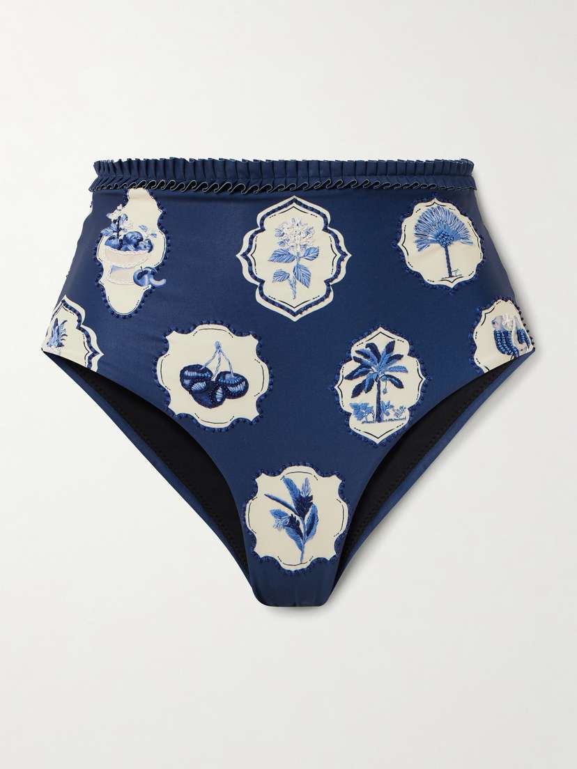 Agua by Agua Bendita Nopal Wild Embellished Printed Recycled Bikini Briefs