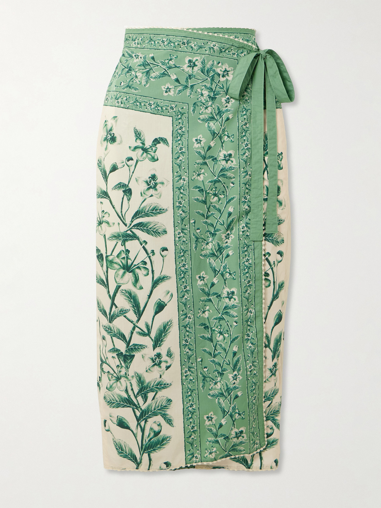 Agua By Agua Bendita Luna Ceiba Floral-print Cotton Pareo In Green