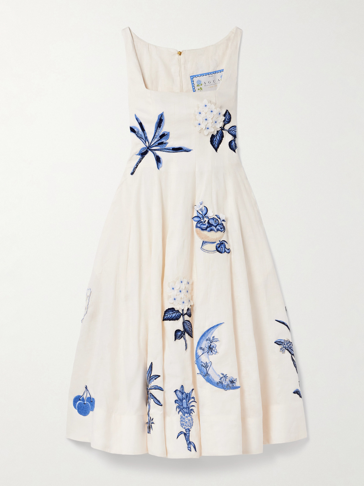 Agua By Agua Bendita Frontera Appliquéd Linen Midi Dress