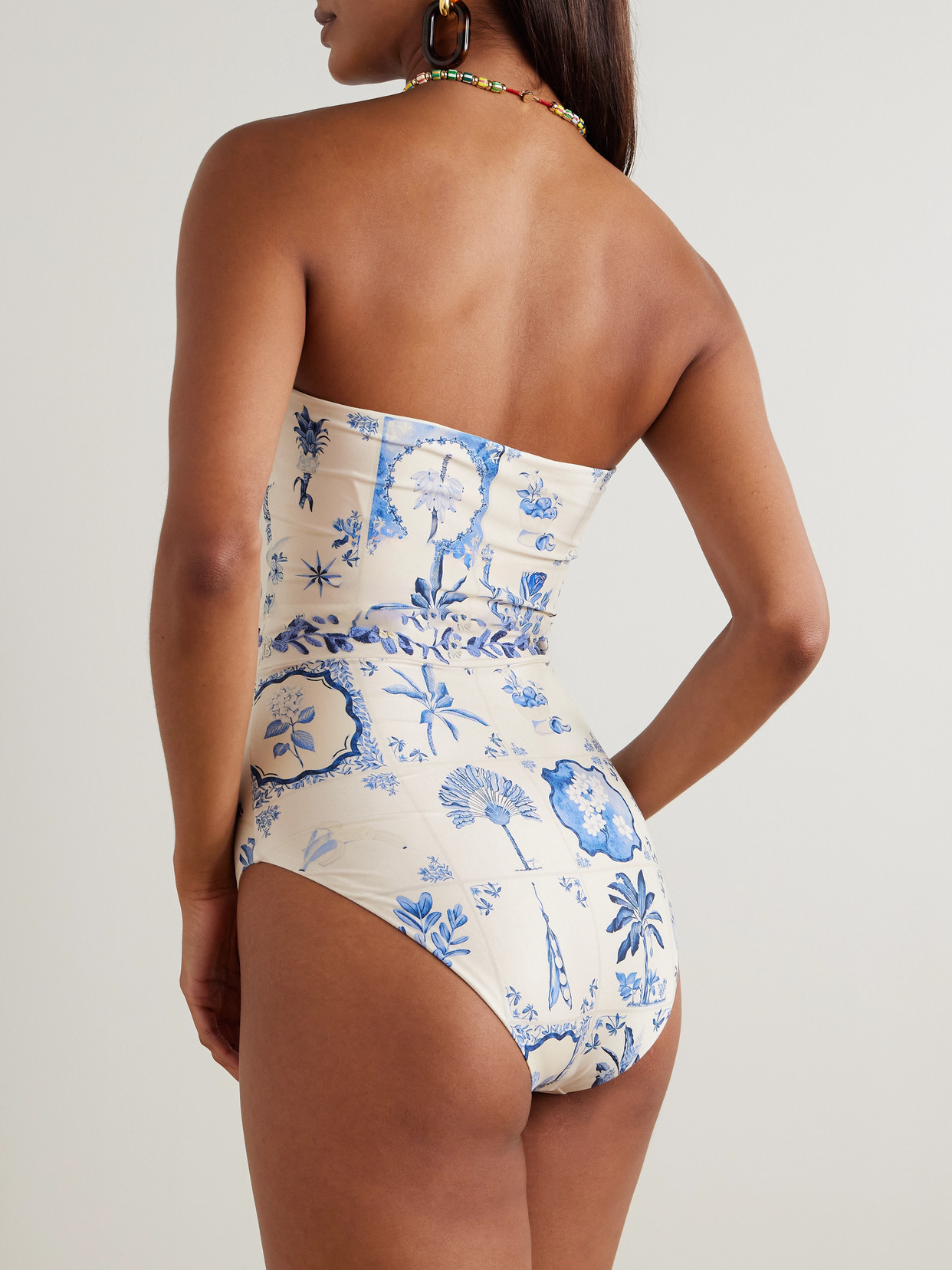 Agua By Agua Bendita Ilusion Wild Strapless Embellished Printed Recycled Swimsuit In White