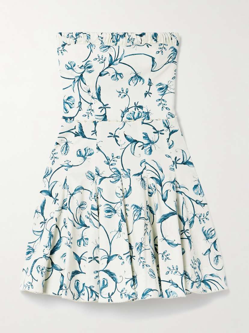 Agua by Agua Bendita Caudal Gloriosa Strapless Embellished Floral-print Cotton-blend Mini Dress