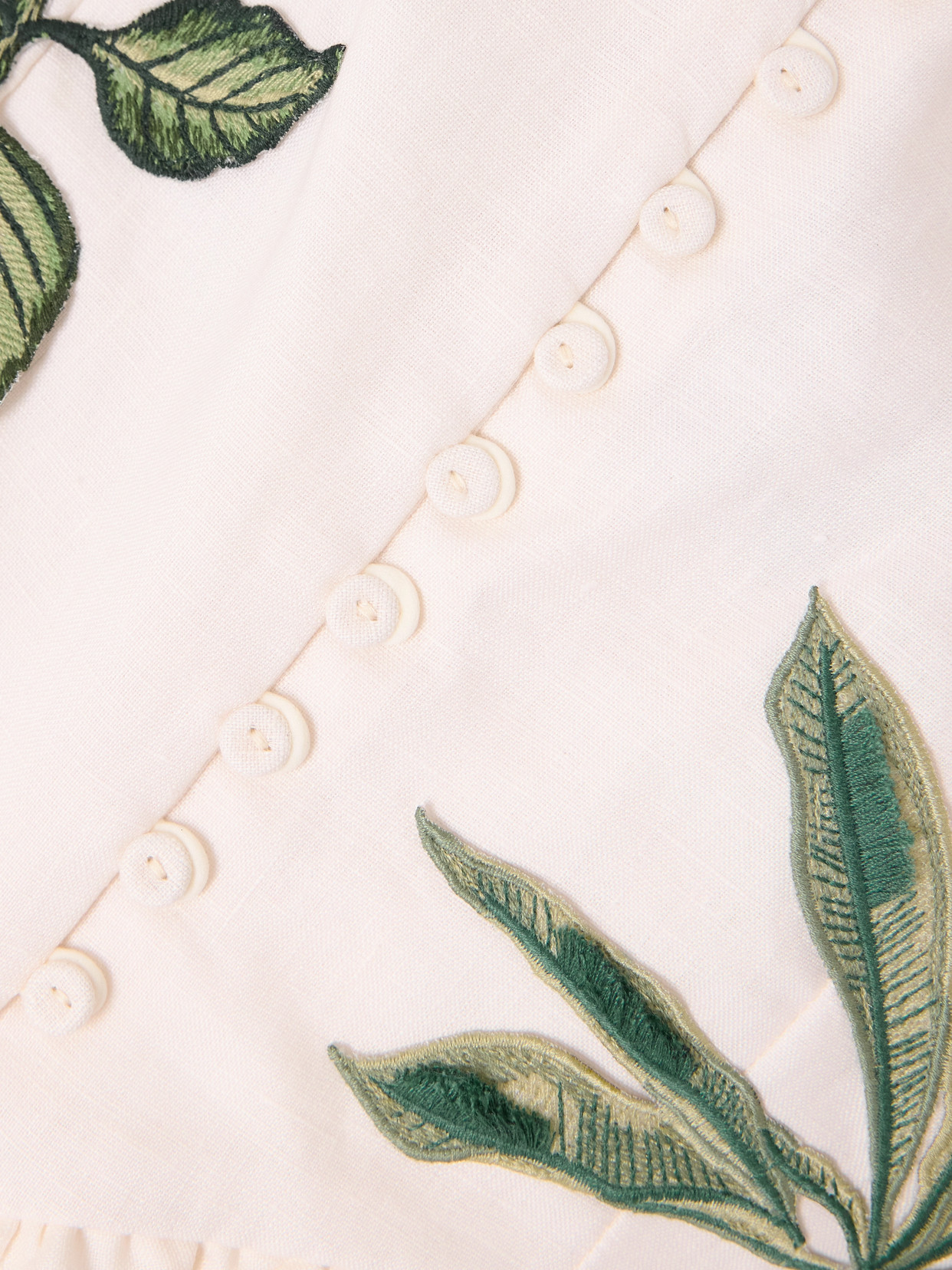 Agua By Agua Bendita Eslabon Embroidered Linen Top In White