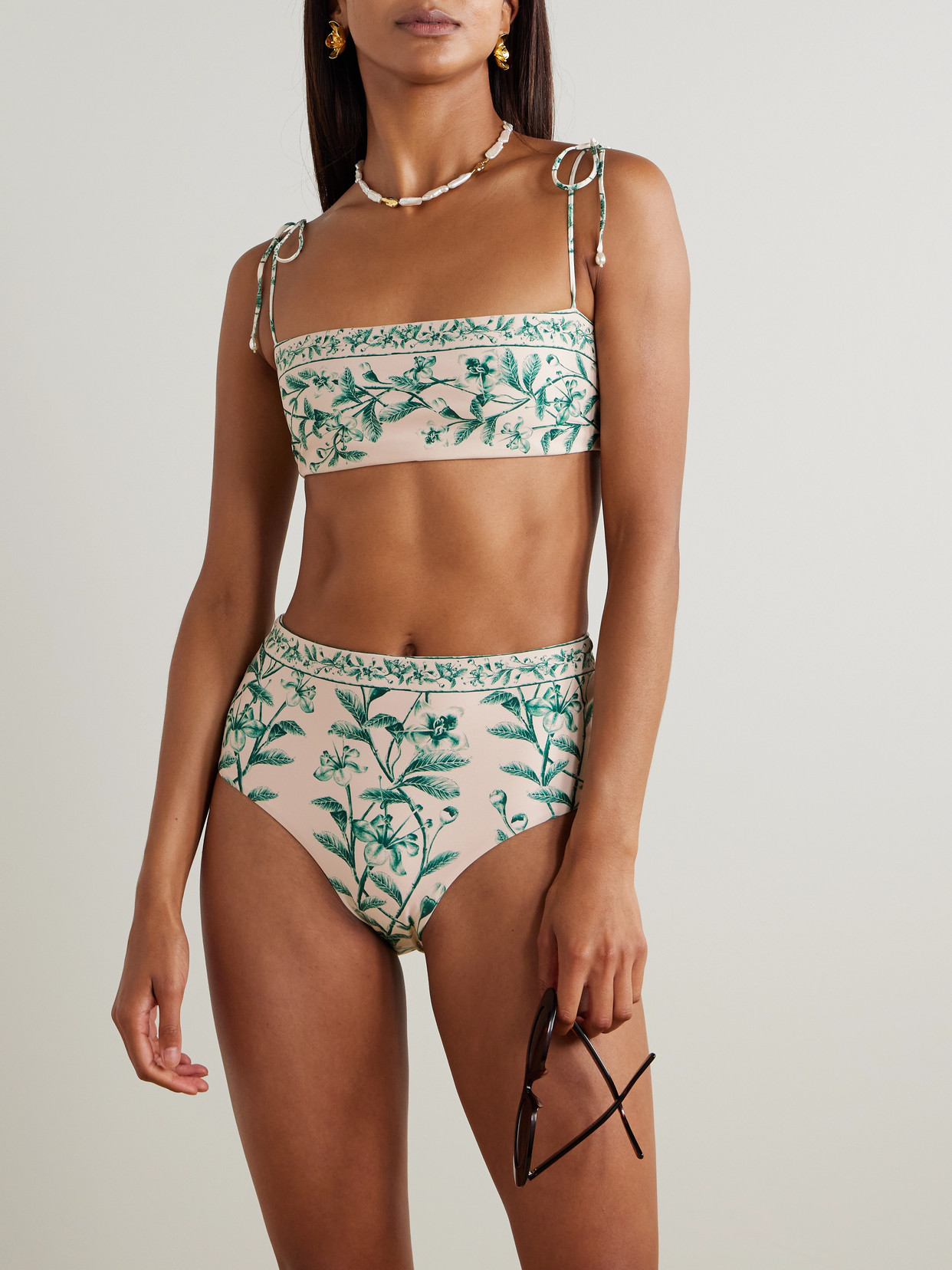 Agua By Agua Bendita Magenta Ceiba Floral-print Recycled Bikini Briefs In Green