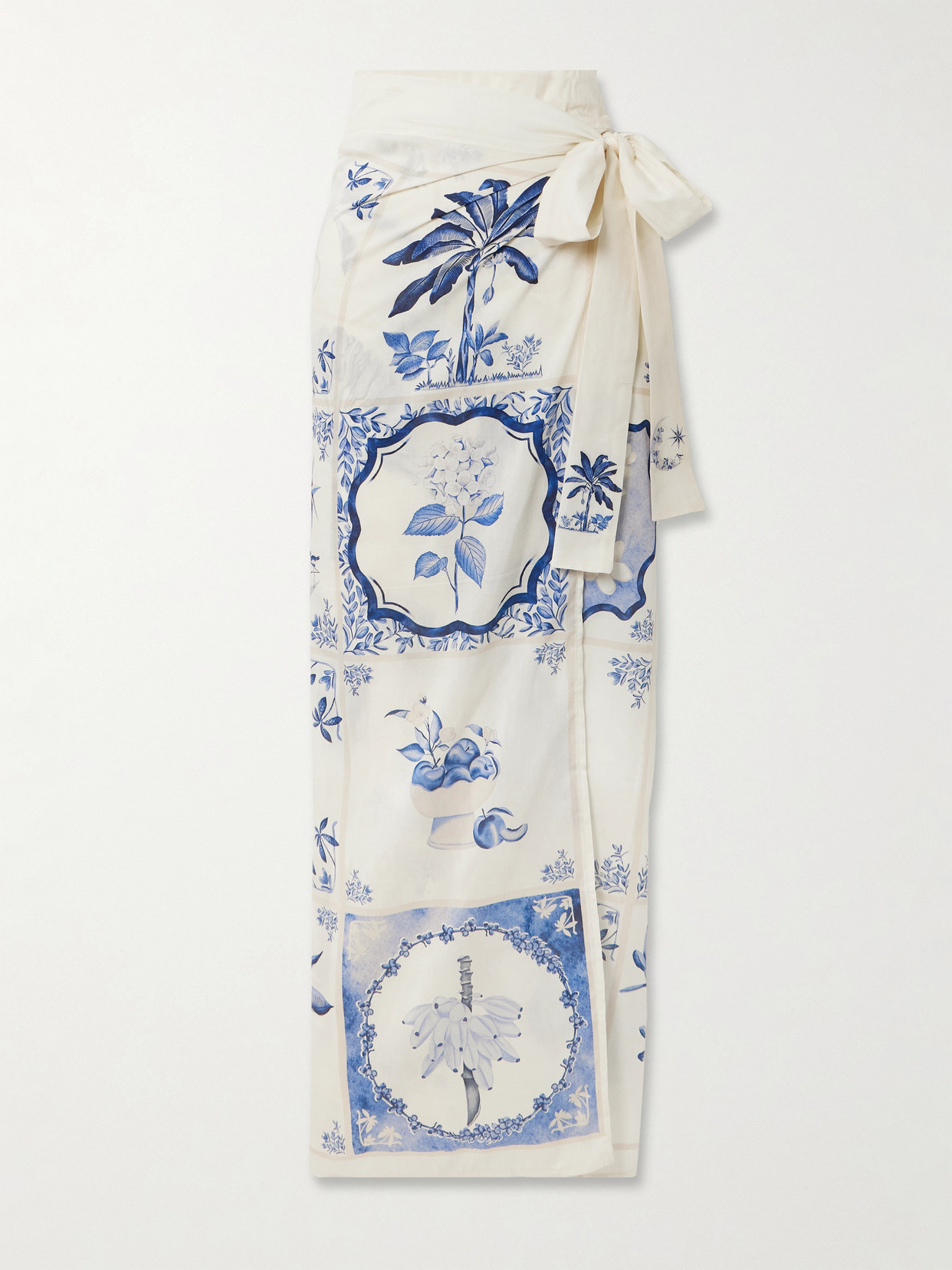 Agua By Agua Bendita Lavanda Wild Floral-print Cotton And Silk-voile Pareo In White