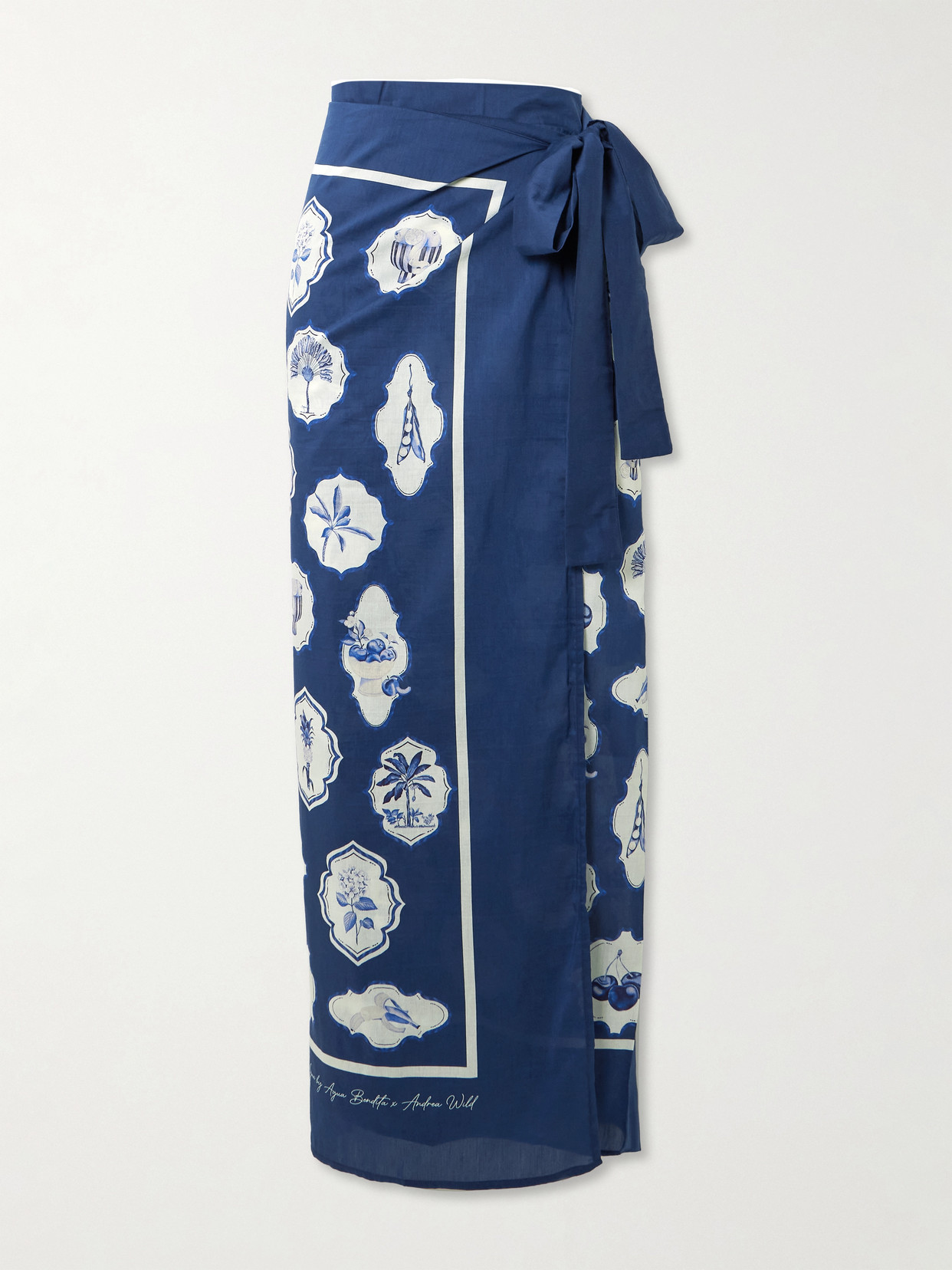 Agua By Agua Bendita Lavanda Printed Organic Cotton And Silk-blend Voile Pareo In Blue