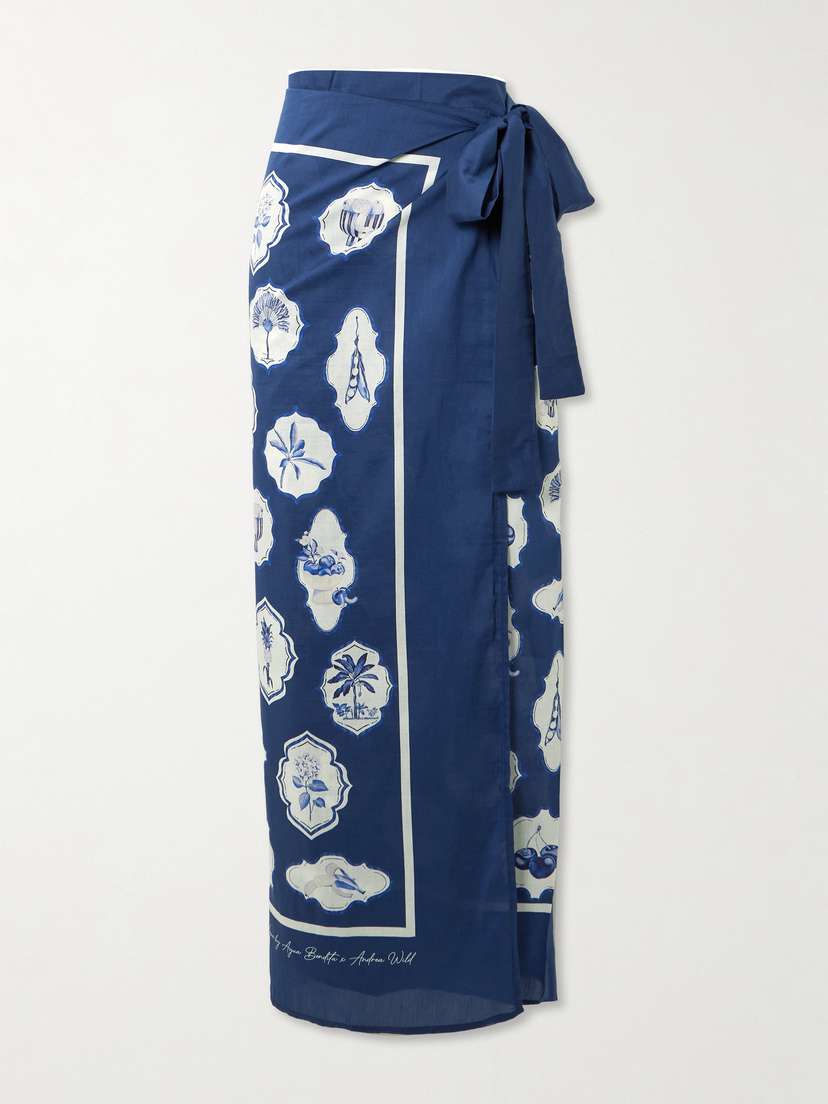 Agua by Agua Bendita Lavanda Printed Organic Cotton And Silk-blend Voile Pareo