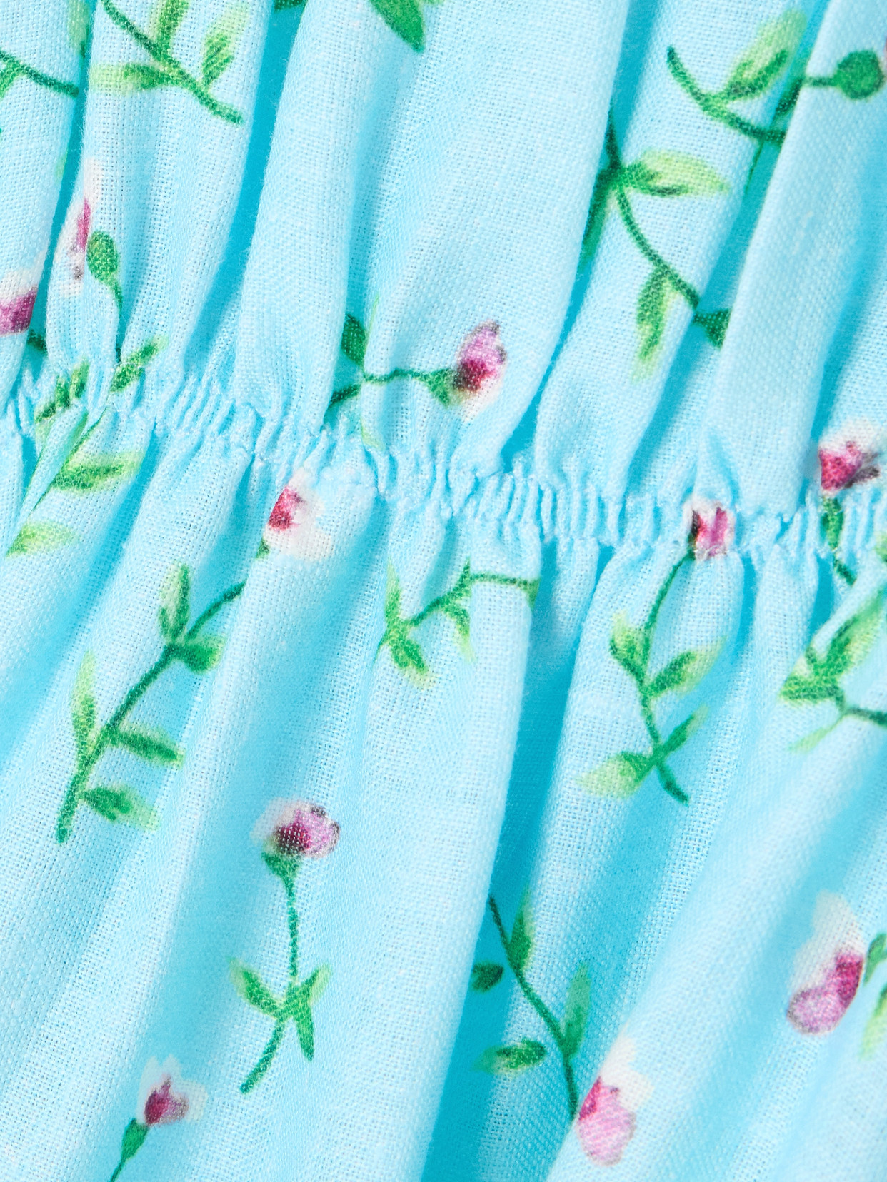 Loretta Caponi Bianca Embroidered Smocked Ruffled Floral-print Linen Maxi Dress