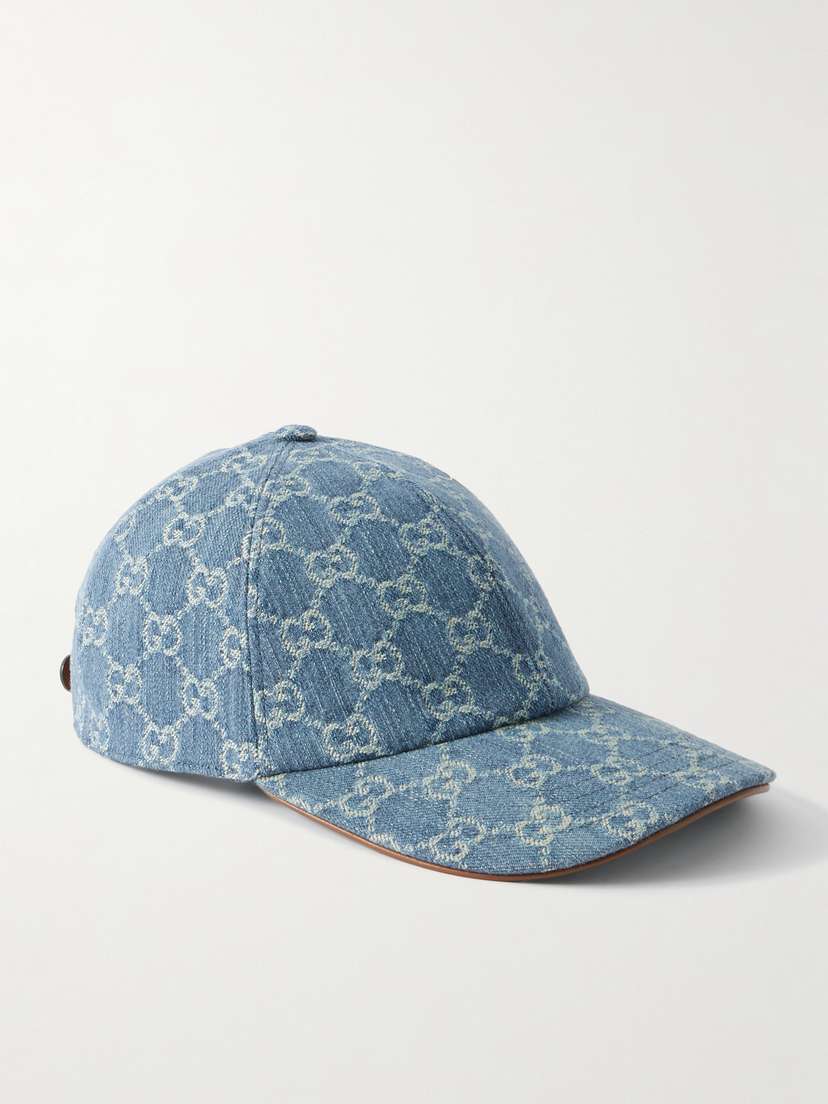 Gucci Horsebit-detailed Leather-trimmed Denim Baseball Cap