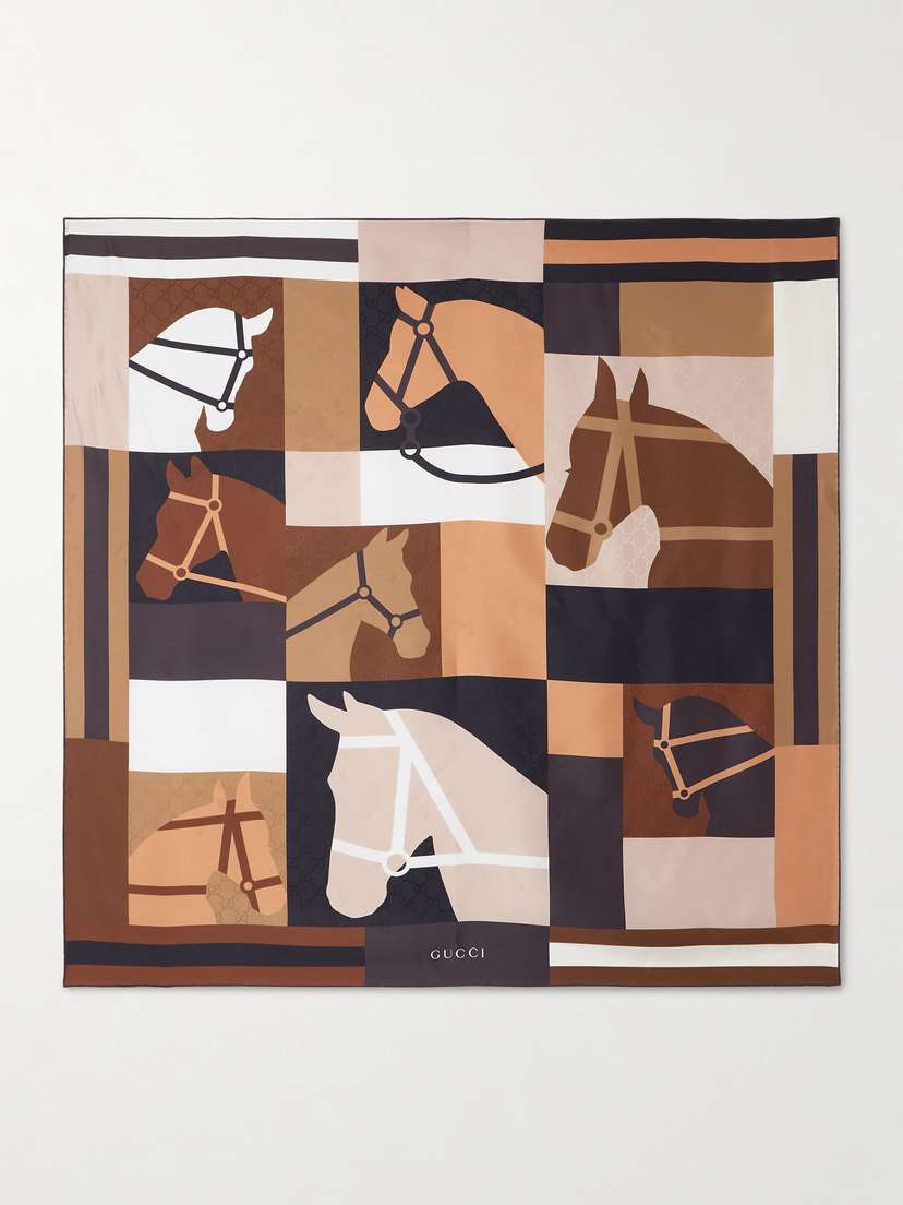 Gucci Equestrian Printed Silk-twill Scarf