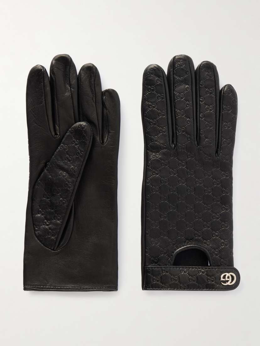 Gucci Debossed Leather Gloves