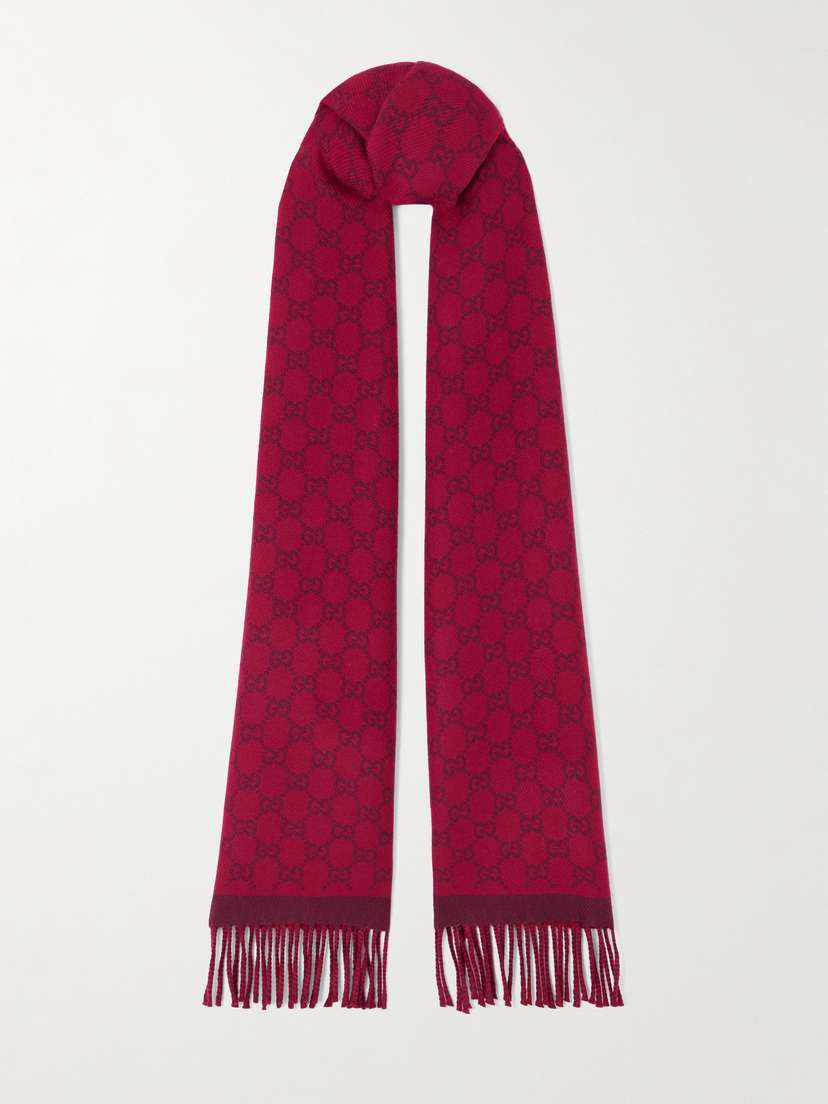 Gucci Fringed Jacquard-knit Nativa™ Wool Scarf