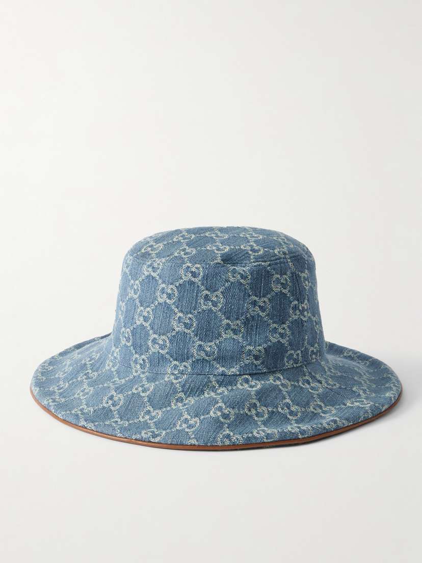 Gucci Horsebit-detailed Leather-trimmed Denim Bucket Hat