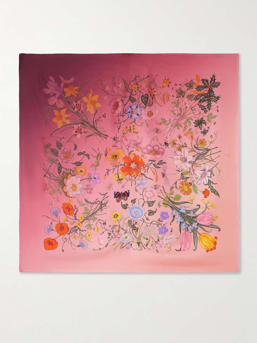 Gucci Flora Printed Silk-satin Scarf