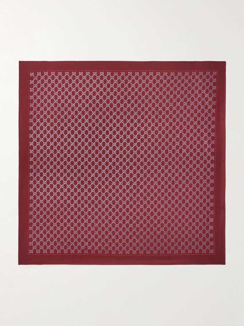 Gucci Printed Metallic Silk-twill Scarf