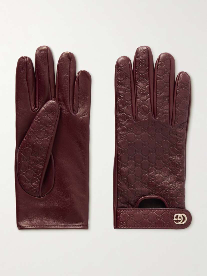 Gucci Debossed Leather Gloves