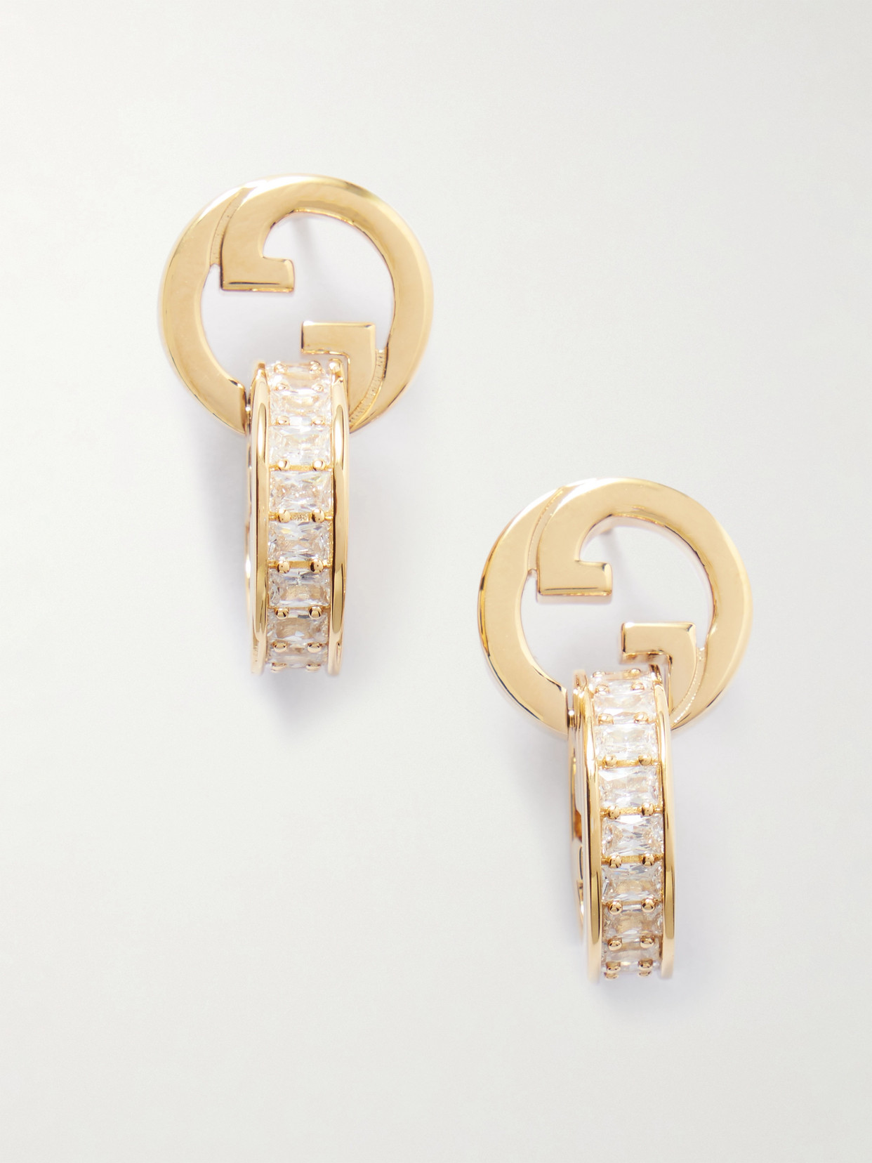 Gucci - Blondie Gold-tone Crystal Hoop Earrings - One size