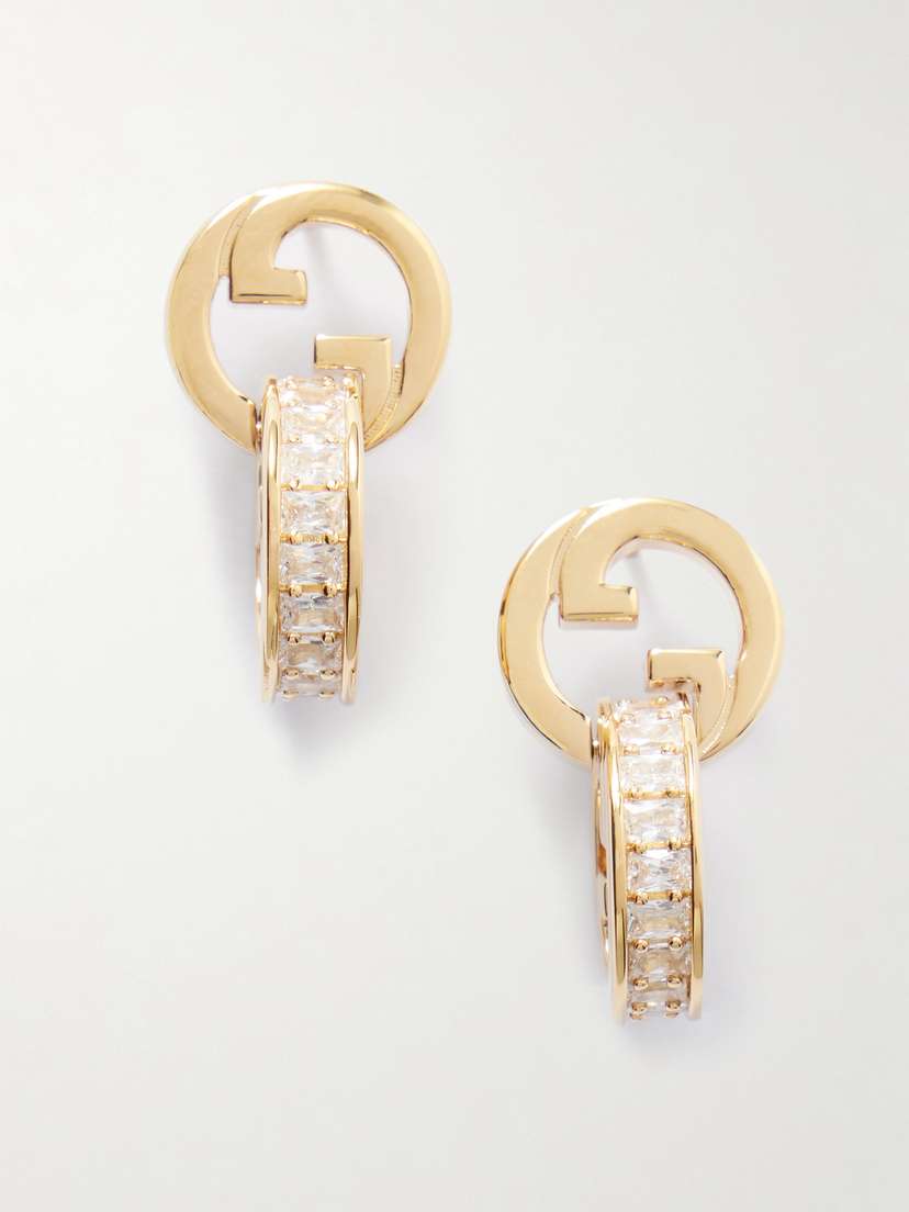 Gucci Blondie Gold-tone Crystal Hoop Earrings