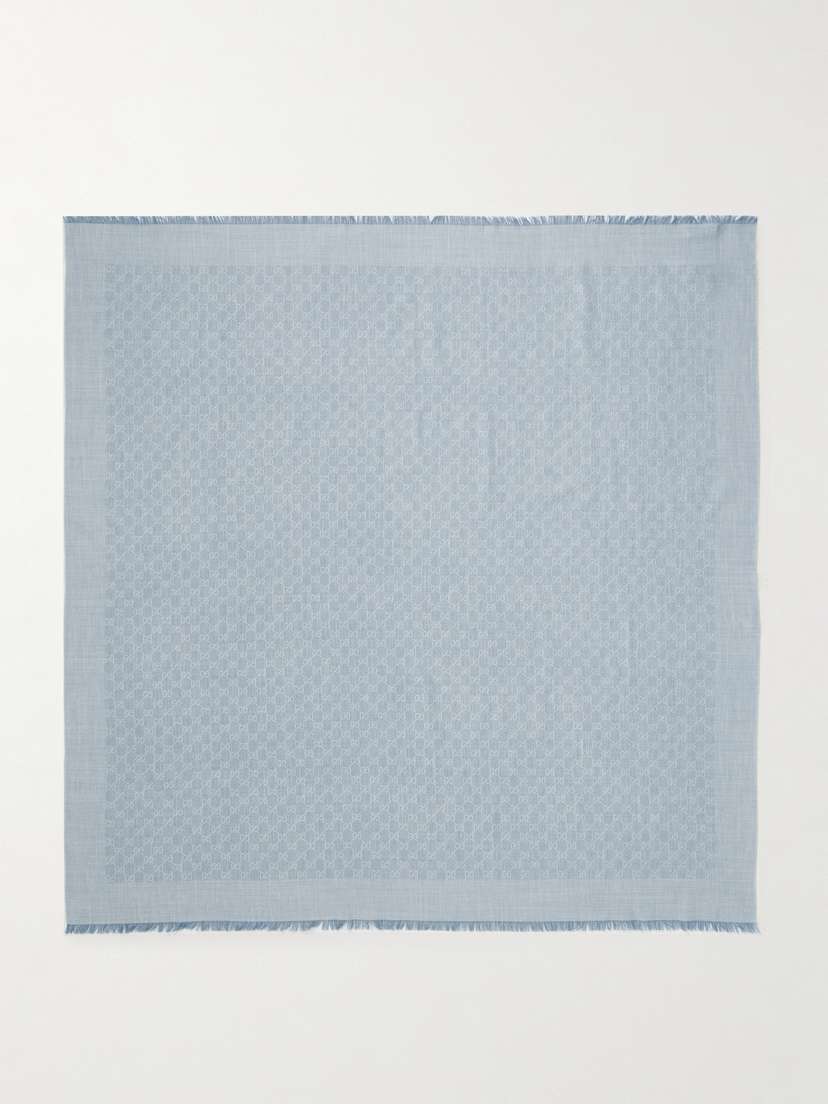 Gucci Frayed Cotton, Wool And Silk-blend Jacquard Scarf