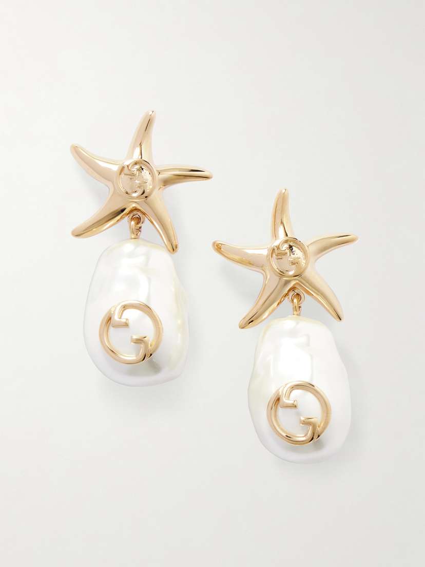 Gucci tone Faux Pearl Earrings