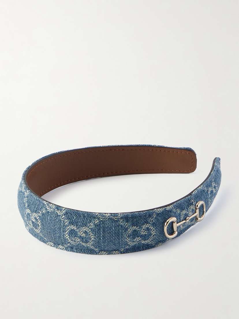 Gucci Horsebit-detailed Denim-jacquard Headband