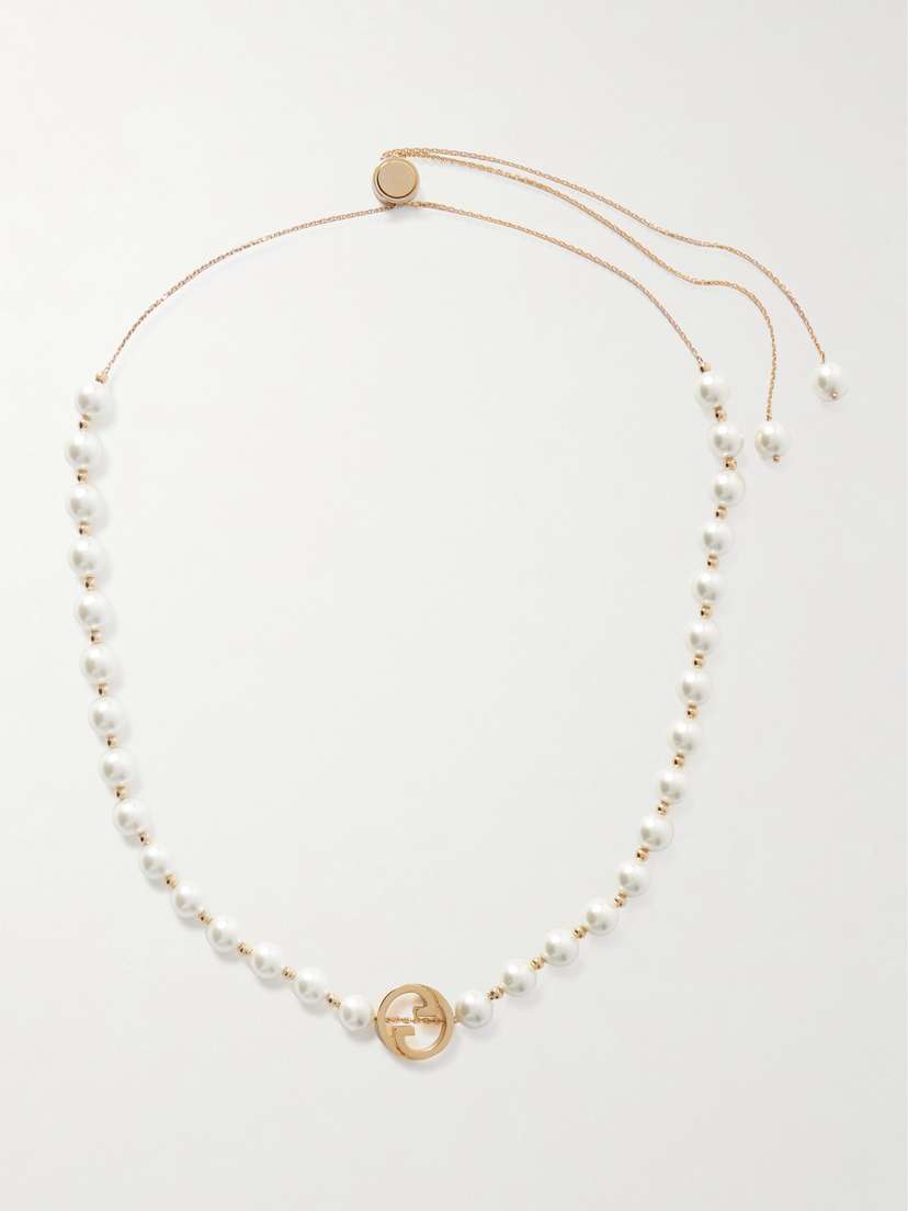 Gucci Interlocking G Gold-tone Faux Pearl Necklace